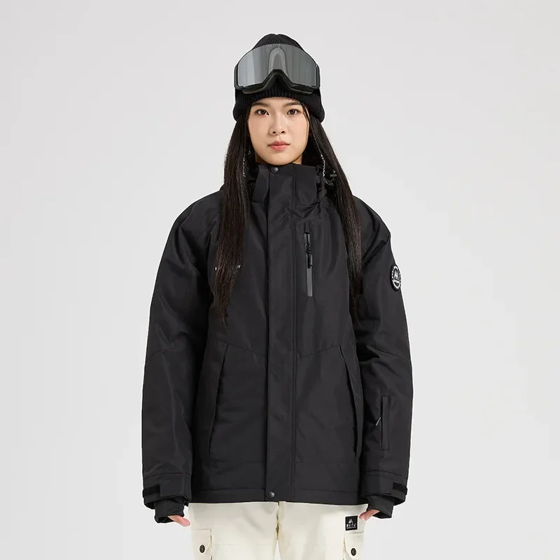 

New Women's Winter Outdoor Skiing Jacket Waterproof Windproof Breathable Warm Hooded Skiing Jacket Solid Color Sports Jacket