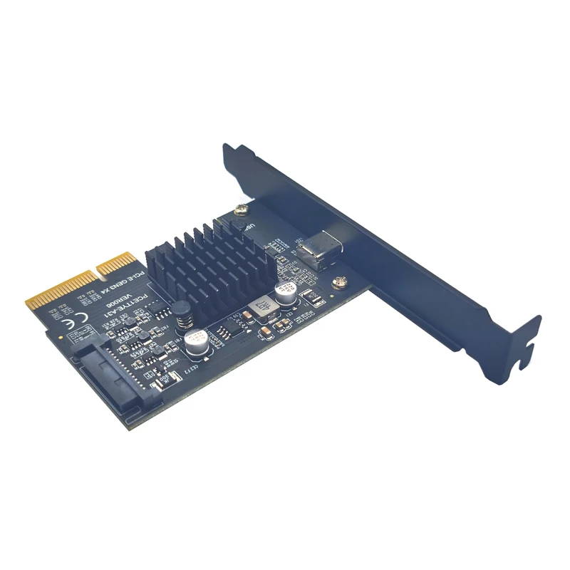 USB 3.2 GEN2*2 Карта PCIE 20 Гбит/с Адаптер расширения PCI Express 3.0 X4 к TYPE C PCI-E USB C Riser SATA Power 1 порт TYPE-C для ПК