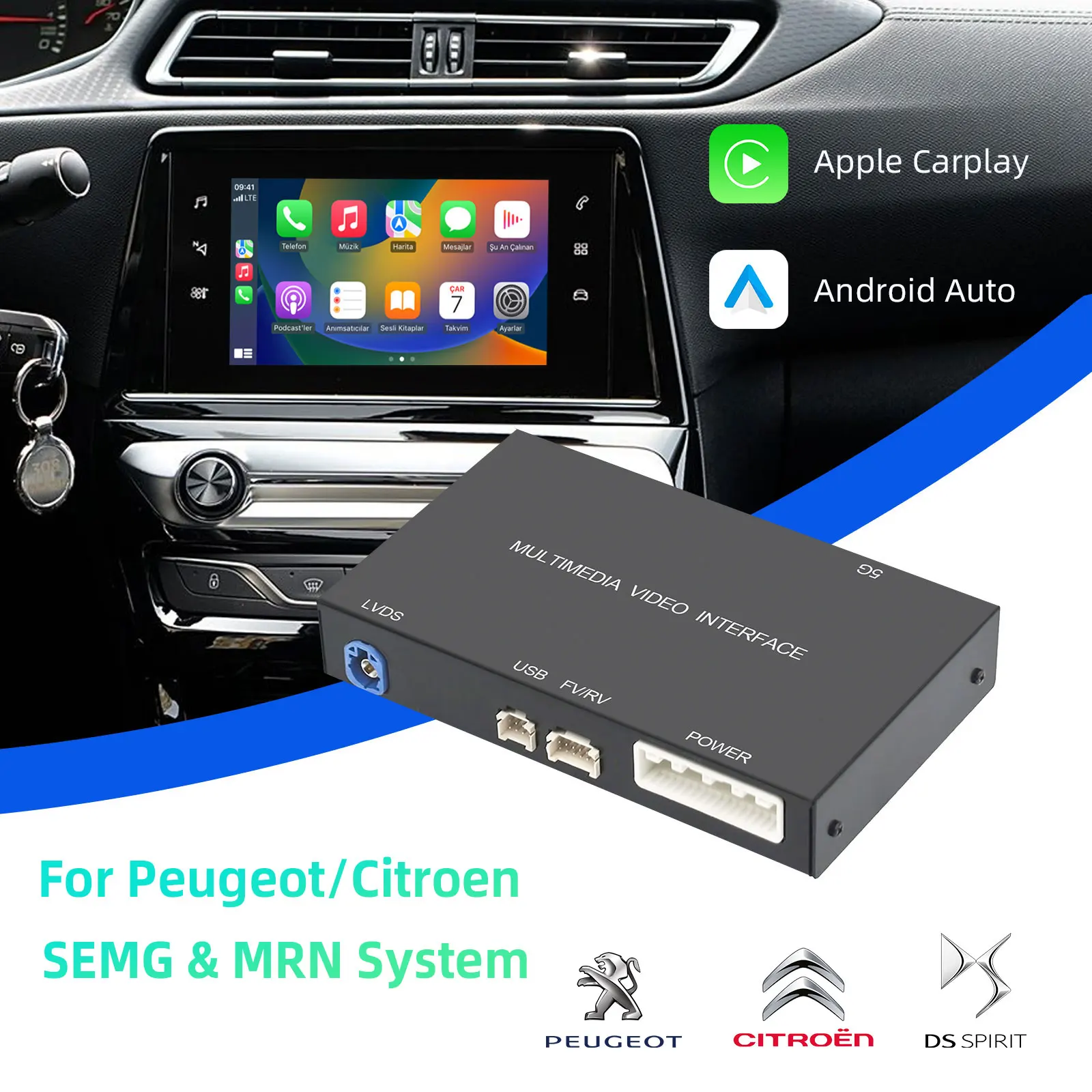Ezonetronics OEM Screen Upgrade Decoder Box for Peugeot /Citroen 2013-2018, 7