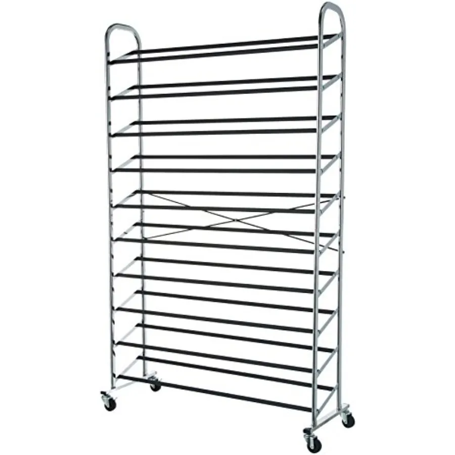 

50Pair Shoe Rack Organizer Chrome 35.8 x 14.6 x 59.5 inches
