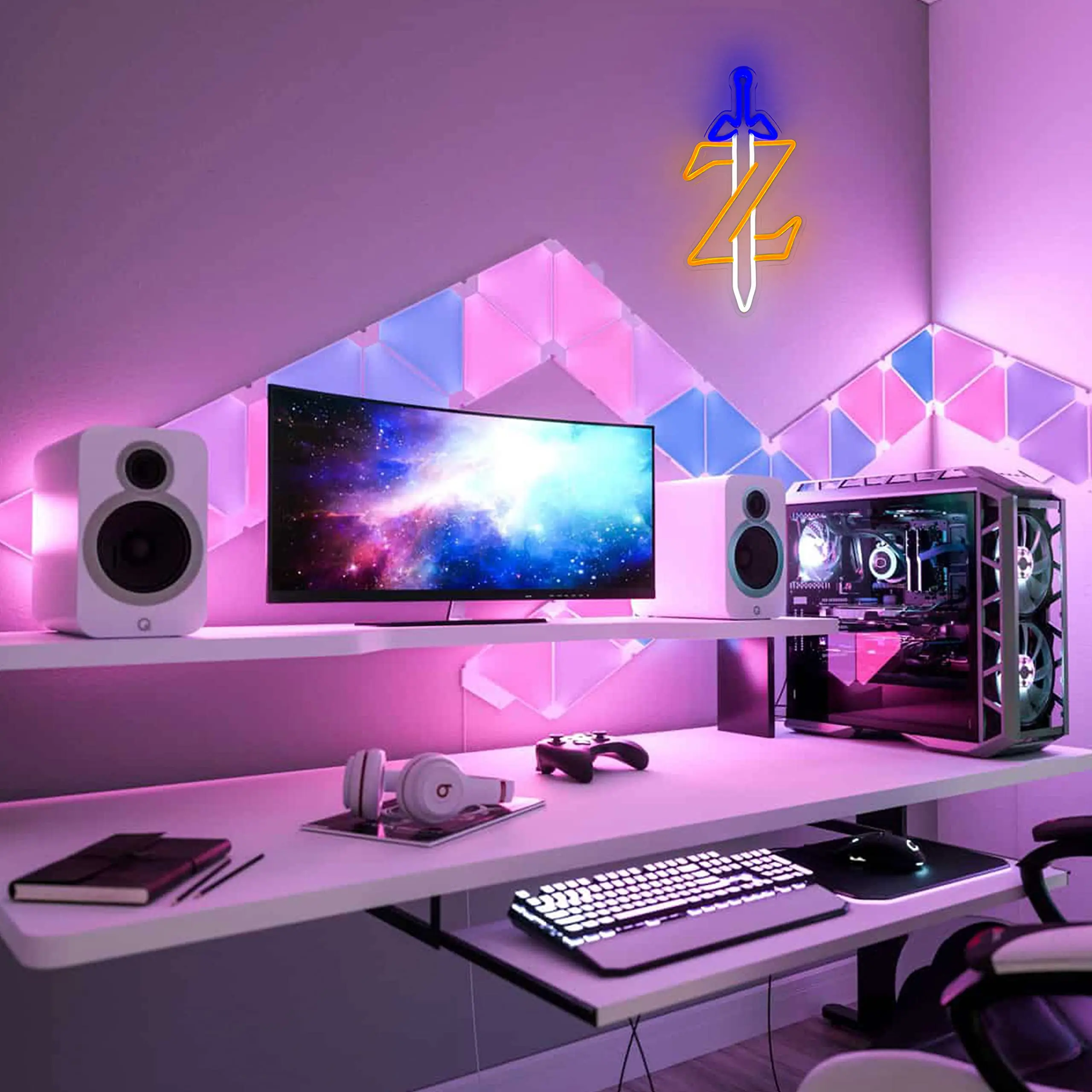 Master Sword LED Neon Sign for Gaming Room, LED USB Powered Wall Light, Video Game Themed Decor for Gamers, Sword Wall Art Lamps