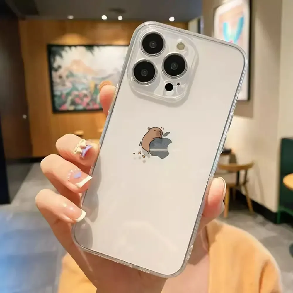 Funda de teléfono con dibujos de animales para IPhone, carcasa transparente para modelos 13, 12, 11, 14, 15 Pro, XS MAX, 7, 8 Plus, Mini, X, XR, SE20