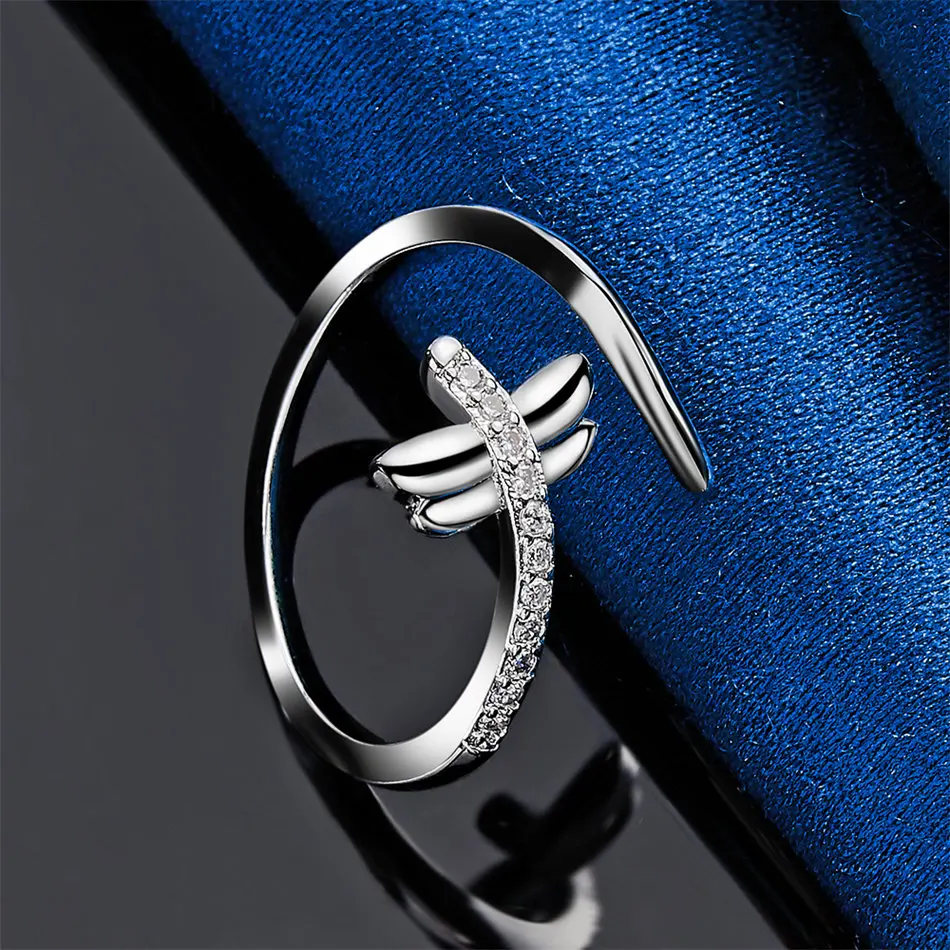 1 piece of 925 sterling silver exquisite dragonfly zircon open ring for women's gift, wedding jewelry accessories