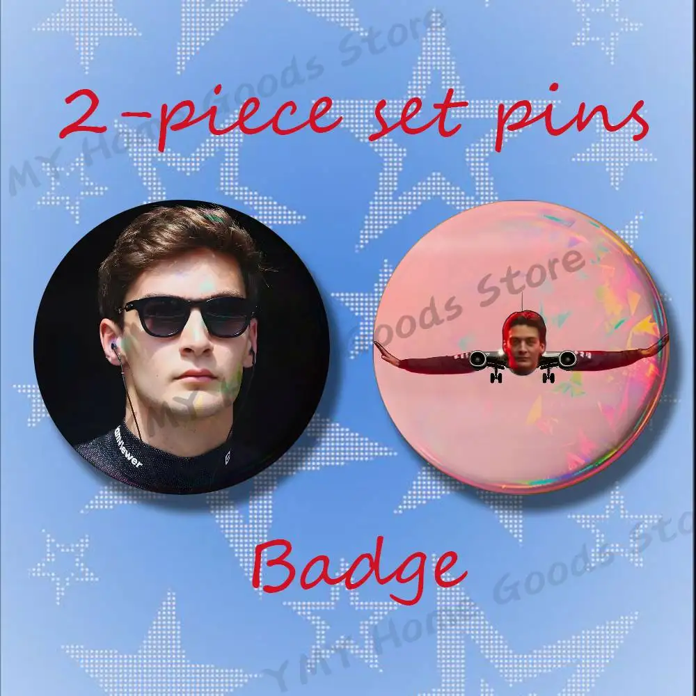 Racer G-George Russell Cartoon 2-piece set Free Mix Backpack Clothes Jewelry Accessories Round Badge Collection Gifts