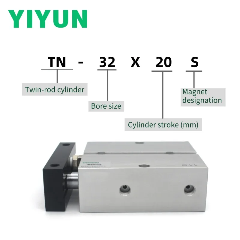 

TN32 TN40 TN50X10S TN50X20S TN50X30S 40S/50/60/70/75/80/90/100/125/150/175/200/250/300S YIYUN Двухвалный цилиндр TN