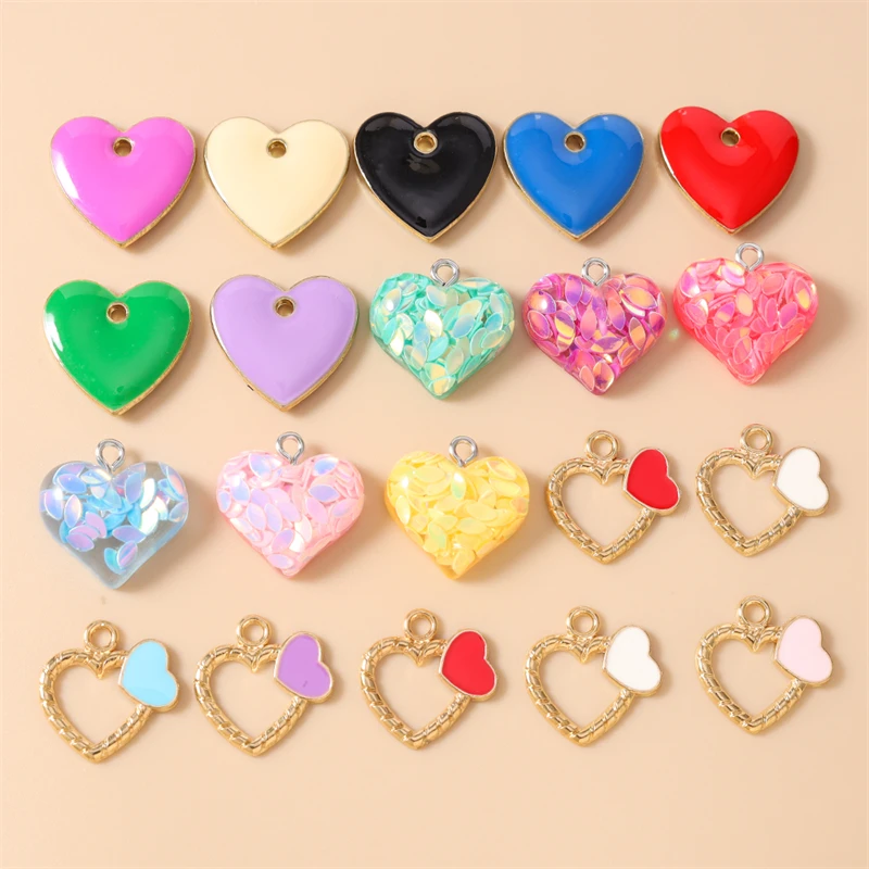 

20pcs Cute Mix Colorful Love Heart Charms Pendants for Jewelry Making Drop Earrings Necklaces Bracelets DIY Crafts Accessories