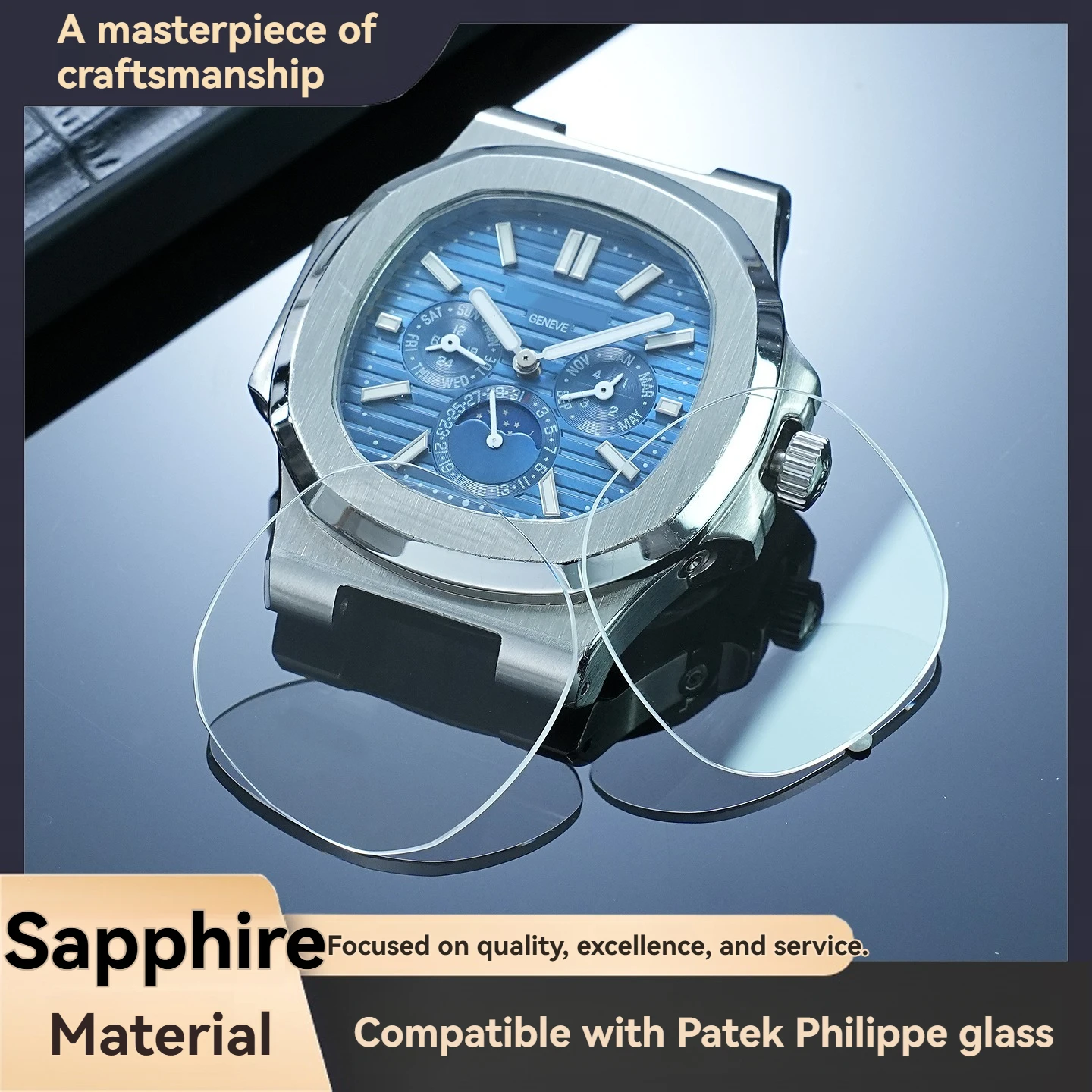 For Patek Philippe Nautilus 5711, 5712: Sapphire Crystal Replacement Glass for Watches—Scratch-Resistant and Durable