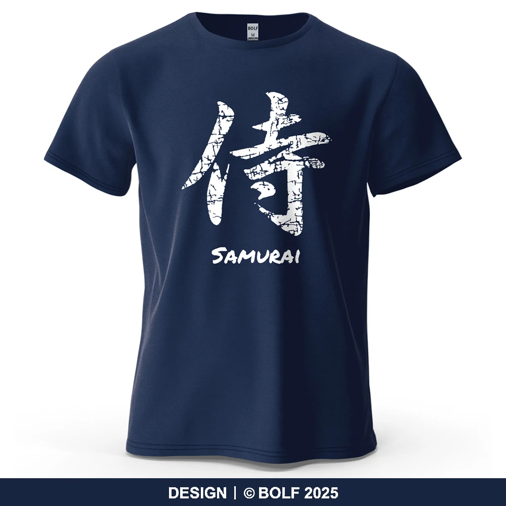Samurai Character Printed Men's T-Shirt 100% Cotton Oversized Classic Asian Aesthetics Graphic Tees for Women Tees Streetwear