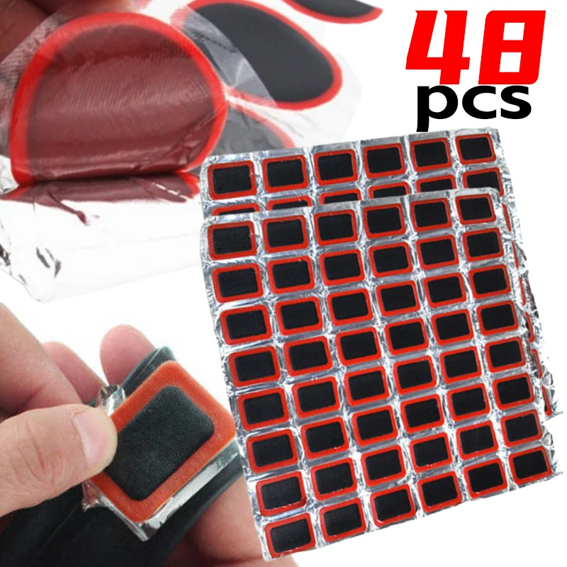 

Tire Patch Rubber Bike Tyre Repair Pad Round Square Type Car Bicycle Repair Tools Accessory 48pcs Portable Tire Inner Tube Pad