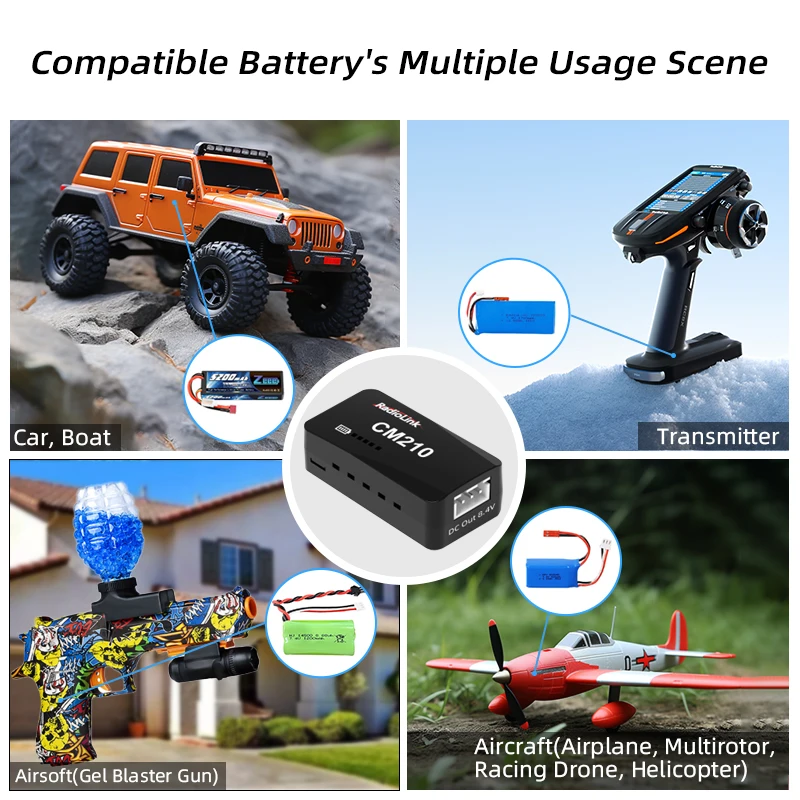 Radiolink CM210 Faster 2s LiPo Battery Charger  Mini Size USB Type-C Connector, Power Supply Self-adapting