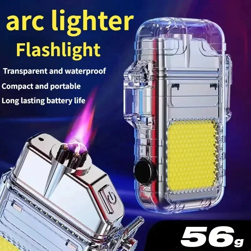 Night torch Style Multifunctional Men's Flashlight Arc Rechargeable Keychain Light Portable Work Light Cigarette Lighter