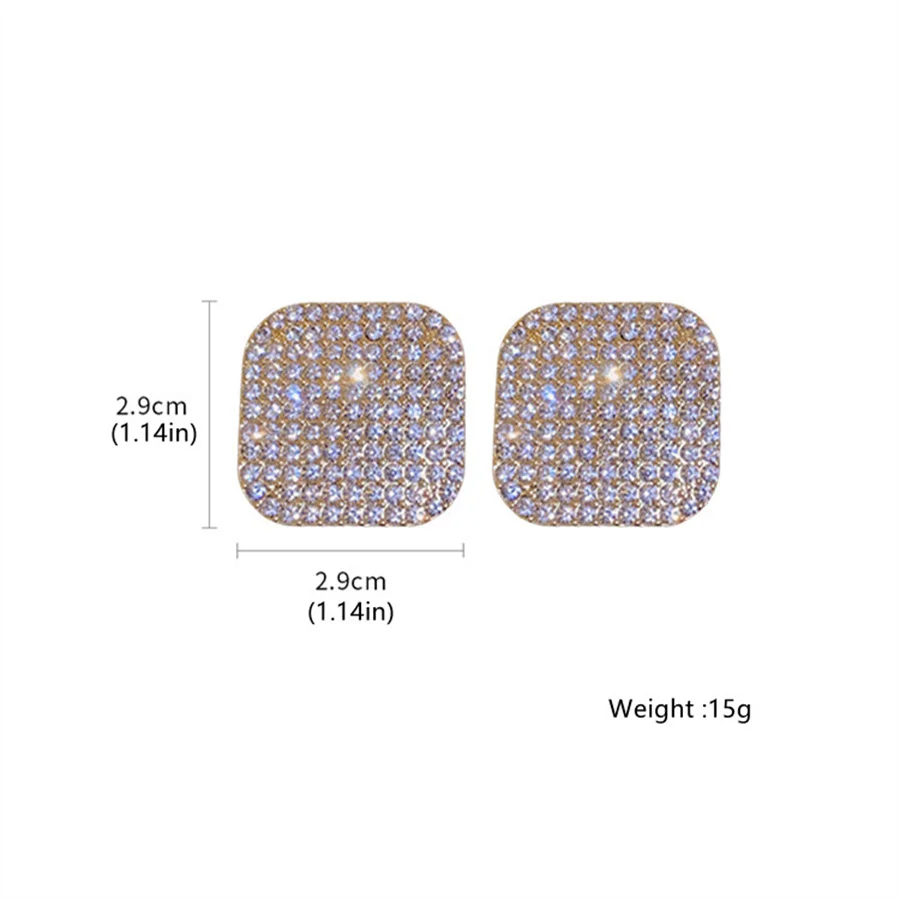 FYUAN Geometric Stud Earrings for Women Square Oval Rhinestone Earrings Party Weddings Jewelry