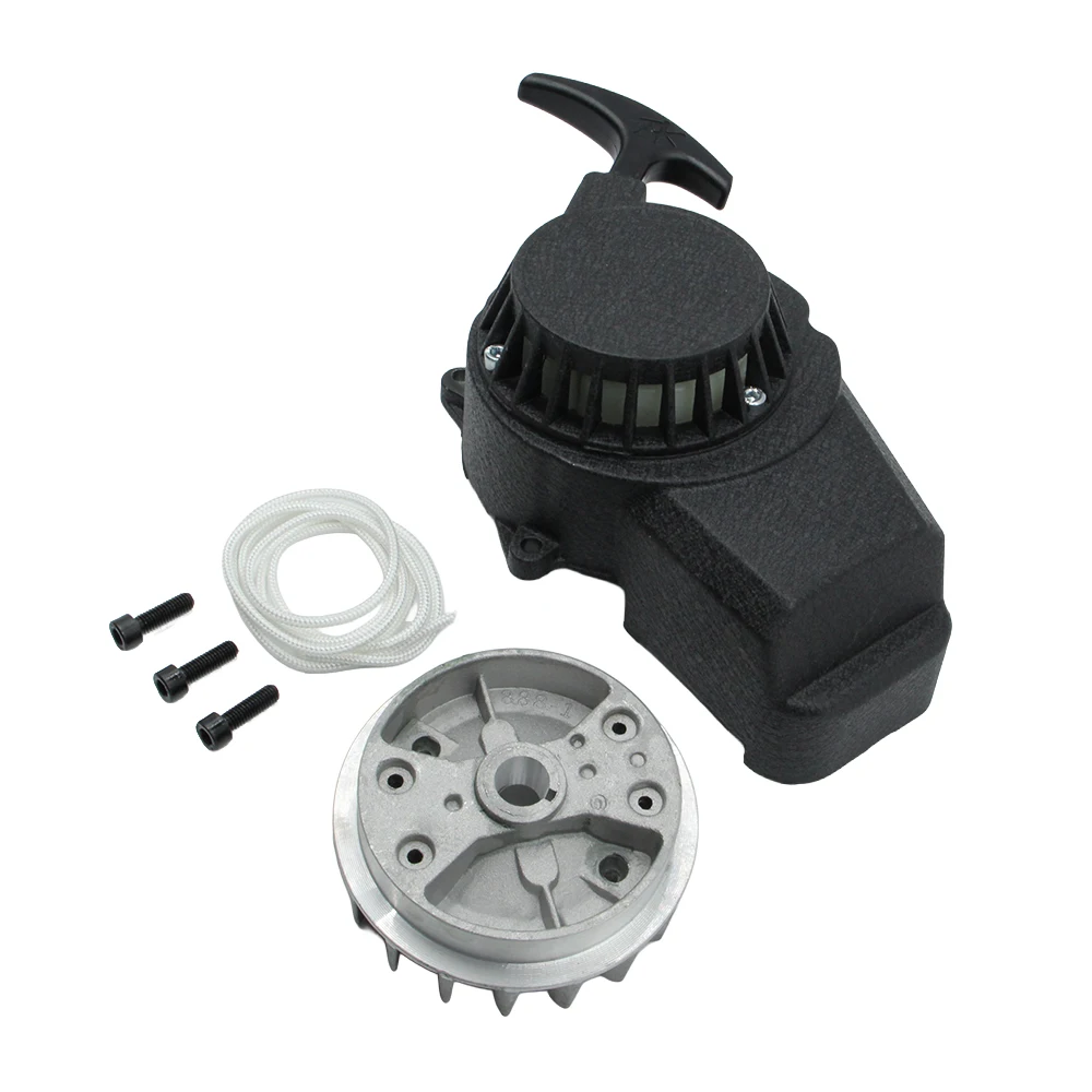 Aluminum Alloy Easy Pull Start Starter + Flywheel for 47cc 49cc Pocket Mini Moto Dirt Bike Crosser ATV Quad Minimoto
