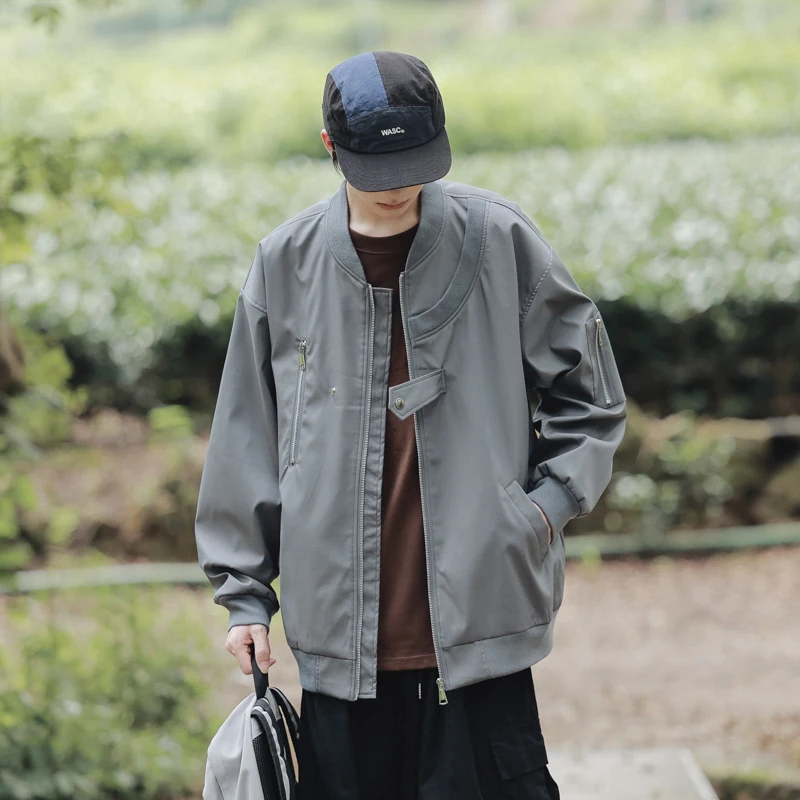 

Men's Baseball Sle Loose Pilot Jaet Spring Autumn Trendy Brand Windproof Outerwear y Retro Japanese Sle Coat