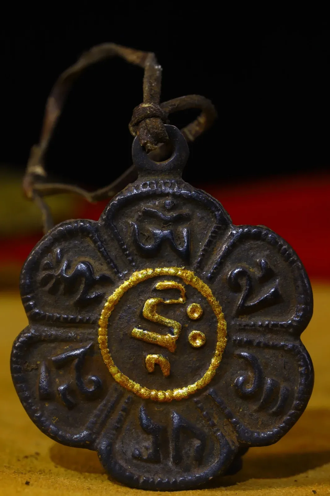 Bronze Cinnabar Six-character mantra Amulets Pendant Amulet Dharma Town House