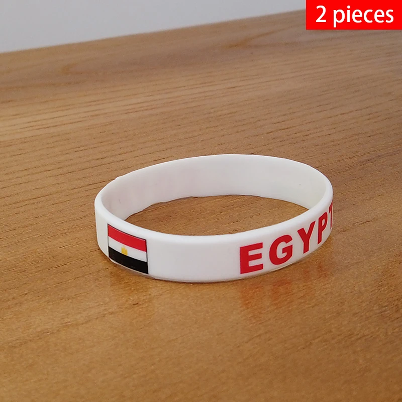 2pcs Egypt National Flag Wristbands Sports Silicone Bracelet Men Women Rubber Band Patriotic Commemorative Fashion Accessory