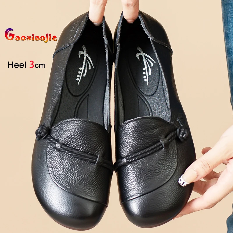 

Новинка 2025 года, женские туфли без шнуровки на высоком каблуке 3 см, весенне-осенние черные женские туфли-лодочки из мягкой коровьей кожи на открытом воздухе, удобная обувь для мамы