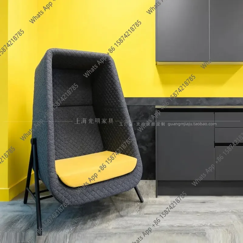 X36 Nordic Designer Single Sofa With Top With Table Board Privacy Airport Business Reception Study High Back Sofa