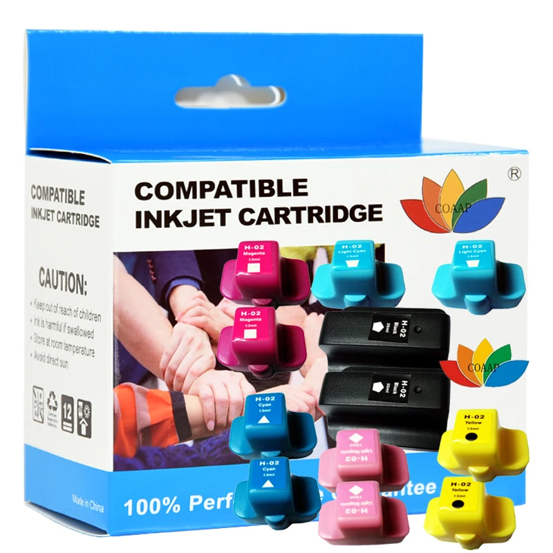 12pcs Compatible Ink Cartridge For HP 02 Photosmart 3110 3210 3310 7180 8250 C5140 C5180 C5190 C6150 C6180 C6240 C6280 C7250