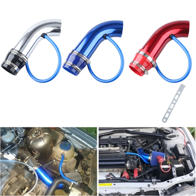 Universal Alumimum 76mm Car Cold Air Intake System Turbo Induction Pipe Tube silver Black Red Color