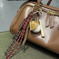 Original Designed Baseball Keychain Nylon Woven Rope Pendant DIY Trendy Heart Mixed Bag Phone Decor Handmade Women Girl Gift