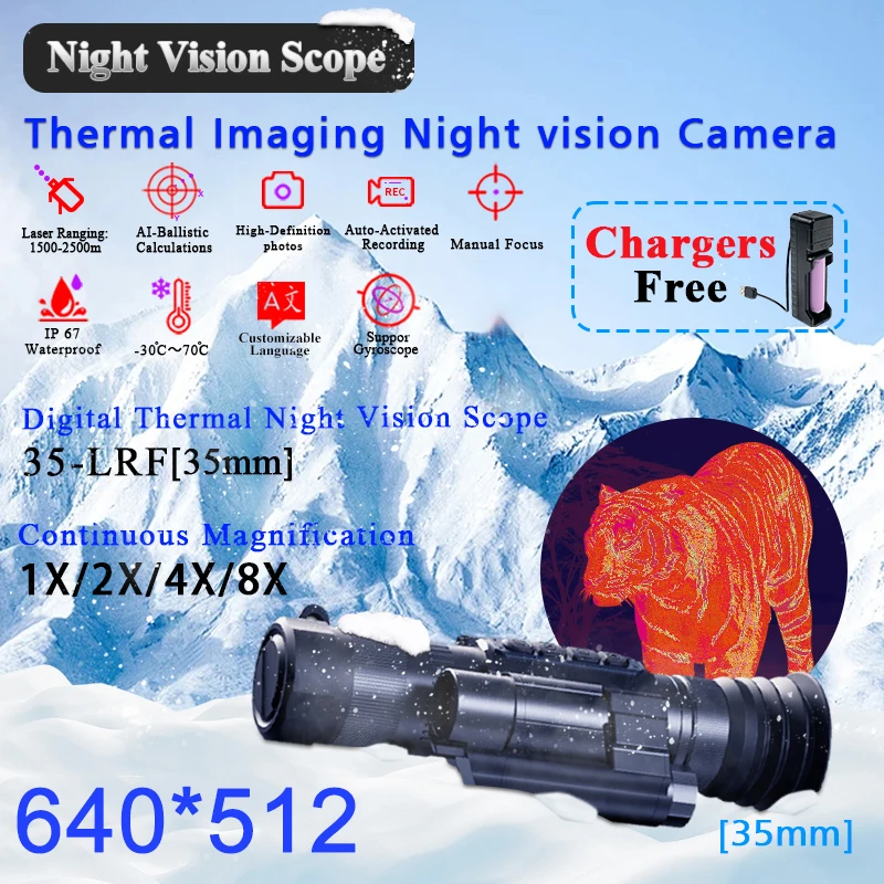 Wärmebild-Entfernungsmesser, WiFi, ballistische Berechnung, IR-Optik, Zielfernrohr, Laser-Entfernungsmesser mit ballistischer Datenabteilung