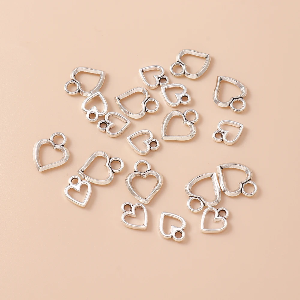 Leslie 30 Stück hohle, niedliche Liebesherz-Anhänger für DIY-Armbänder, Halsketten, Anhänger, handgefertigtes Schmuckzubehör – Detail 3