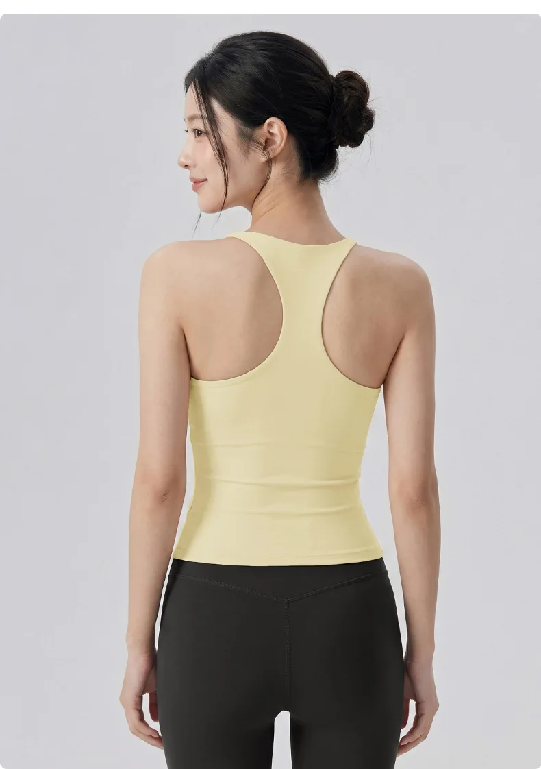Vest, Women's Fixed Cup, Chest Cushion, I-shaped Beautiful Back Fitness Suit, No Underwear, Skin Friendly Sports Sling