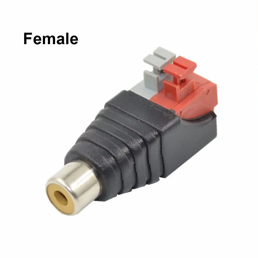 1Pair RCA Audio Plug Socket Pressed Female Male DC Power Plugs Jack Connector Adapter For Coaxial Signal Conversion Tuning Line
