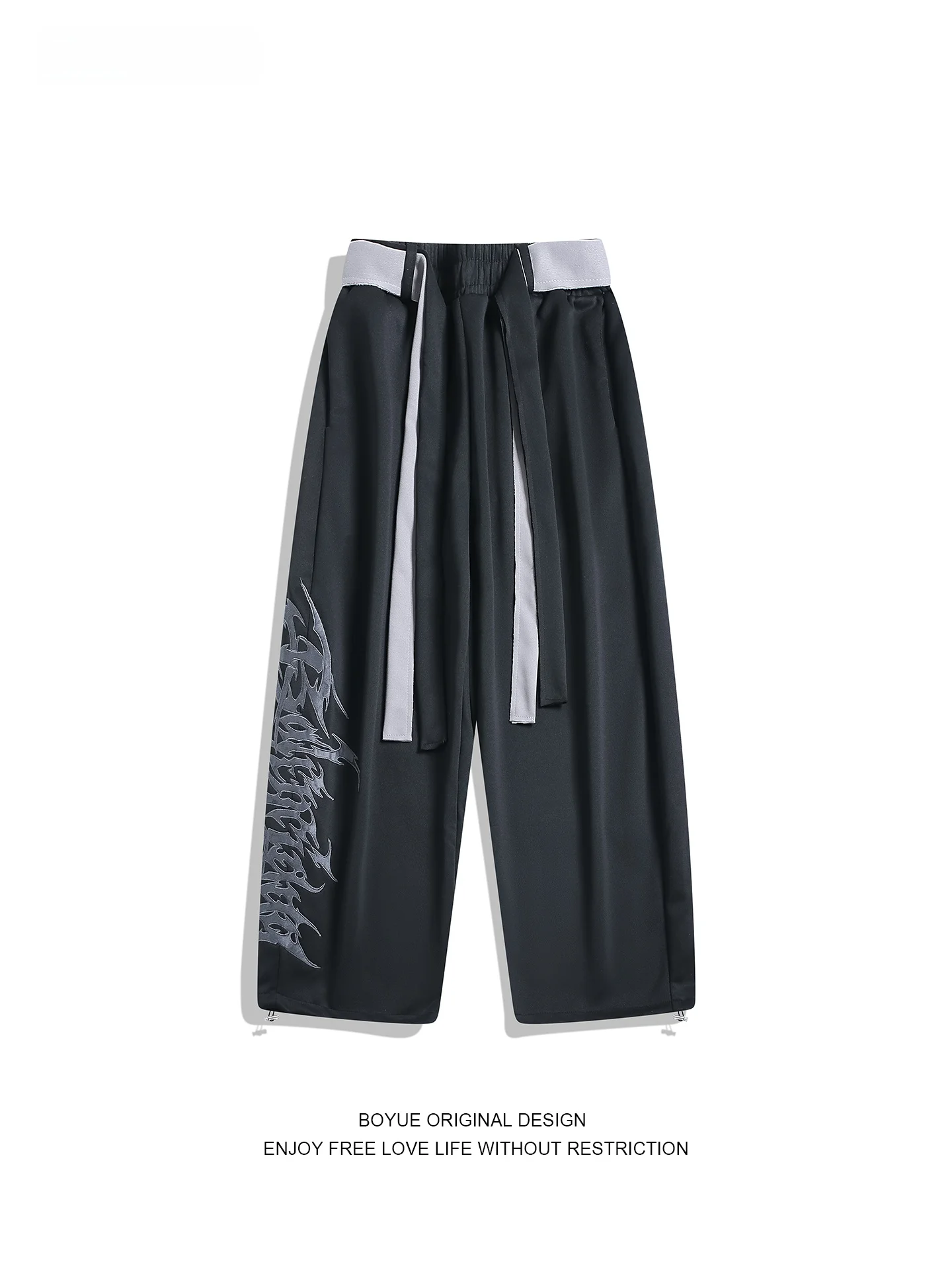 

Boyue American Sle Wide Leg Sweatpants Casual Sports Pants for Men And Women Dancing Leisure Trousers with Double Waist Rope