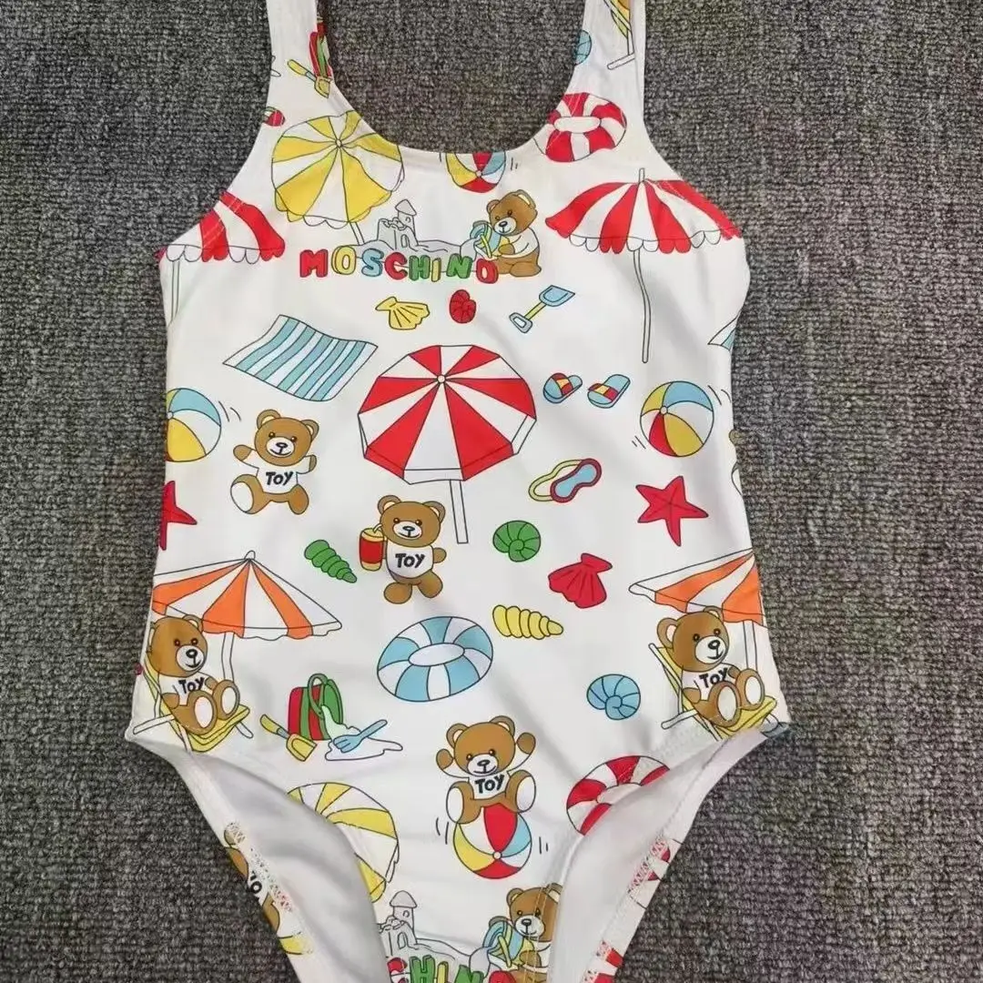 2024 new summer girls one-piece swimsuit cartoon cute pattern comfortable beach printing simple and convenient colorful cool sty