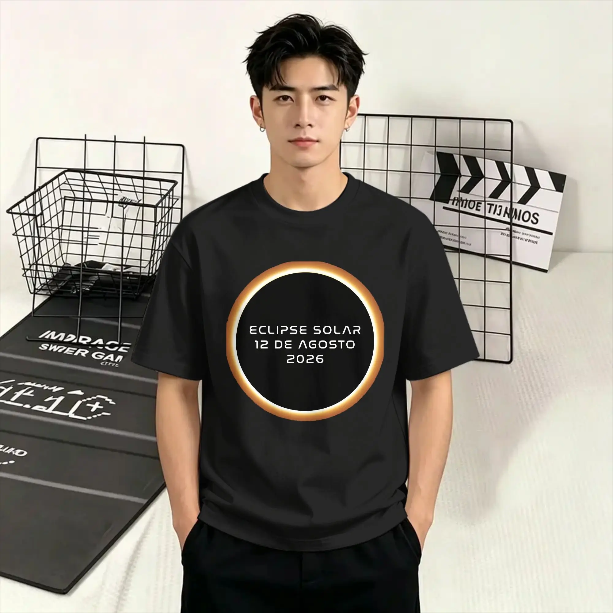 Iceland Total Solar Eclipse August 2026  T-Shirt Summer  Cotton T-Shirts For Men Fashion Casual Tee Shirt Short Sleeve
