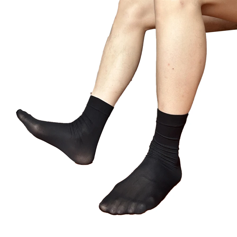 

Черные нейлоновые чулки для мужчин, тапочки 29-31 см, мужские чулки, дышащие короткие носки, модные чулки-трубочки