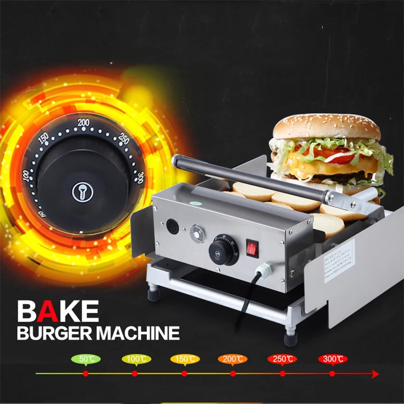 Stainless Steel Double Layer Automatic Hamburger Maker, Commercial Electric Hamburger Baking Machine Kitchen Equipment