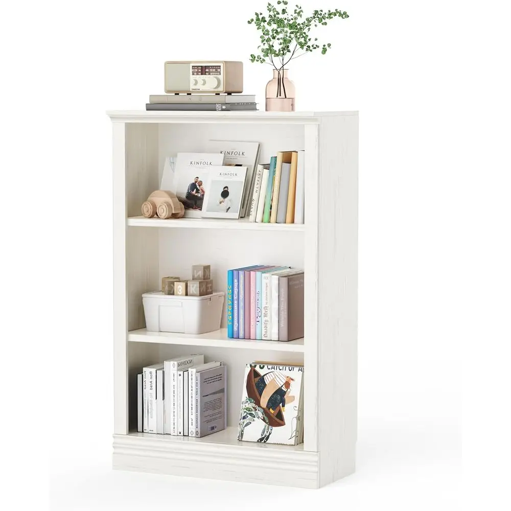 

3-Shelf Tall Floor Standing Bookcase with Adjustable Shelves, Storage and Display for Living Room, Bedroom, or Home Office - Cre