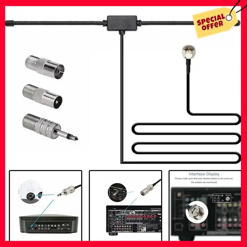 -A25M FM-radioantenne FM F-kop Schapenhoornantenne voor auto FM TV Radiostation 75 Ohm F Female naar TV3.5 Mono