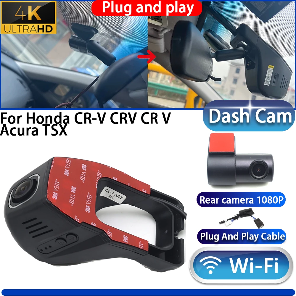 HighCity For Honda CR-V CRV CR V Acura TSX Dash Cam Camera DVR 4K UHD 2160P Night Vision Wifi Plug And Play Video Recorder