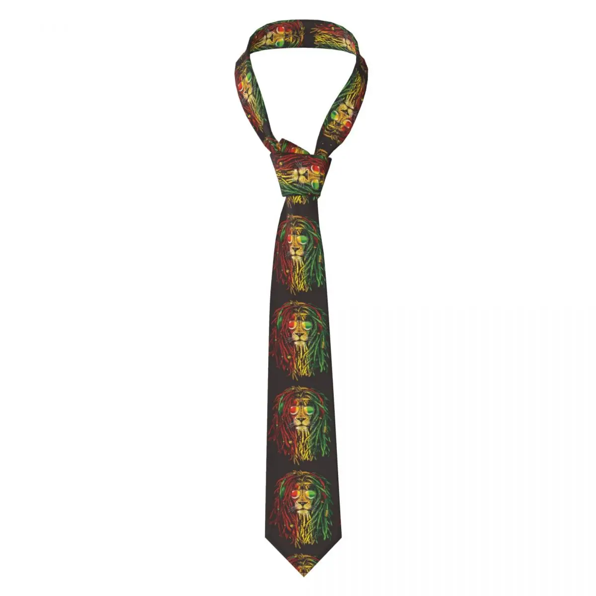 Rasta Lion Necktie for Men Silk Polyester 8 cm Neck Ties Wedding Business Tie Casual Gravatas