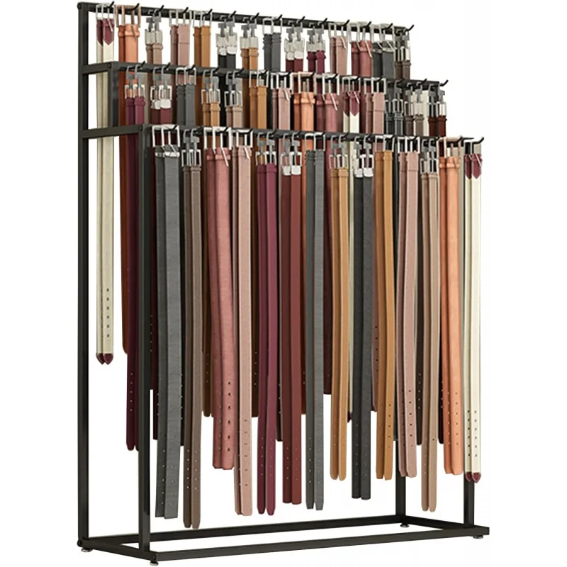 custom.Three Tiers  Floor Standing 72 Hooks Belt Display Rack