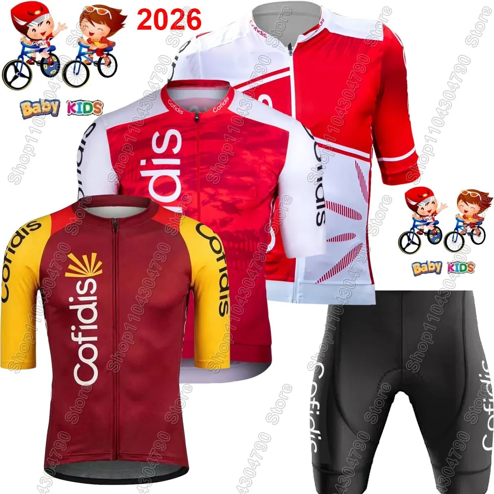 

Kids Cofidis Team 2026 Cycling Jersey Set Boys Girls Cycling Clothing Road Bike Shirts Suit Bicycle Pants MTB Maillot