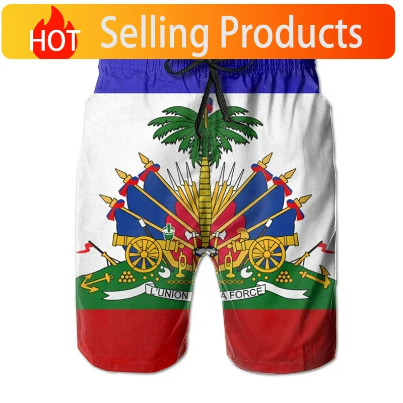 Haiti Flag Logo 3D Print Sport Quick-dry Breathable Men Women Kid Shorts Football Team Club Fan Parent-Child Clothes Summer Pant