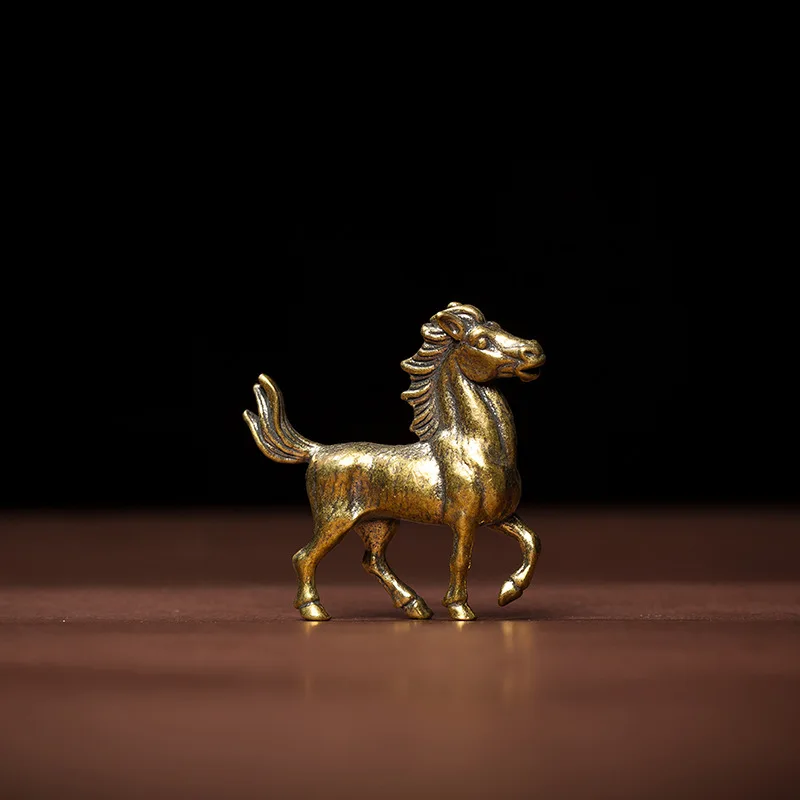 1/2pcs Small Zodiac Horse Ornaments Galloping Steeds Benming Tea Pet Small Ornaments for Collecting Copper Art