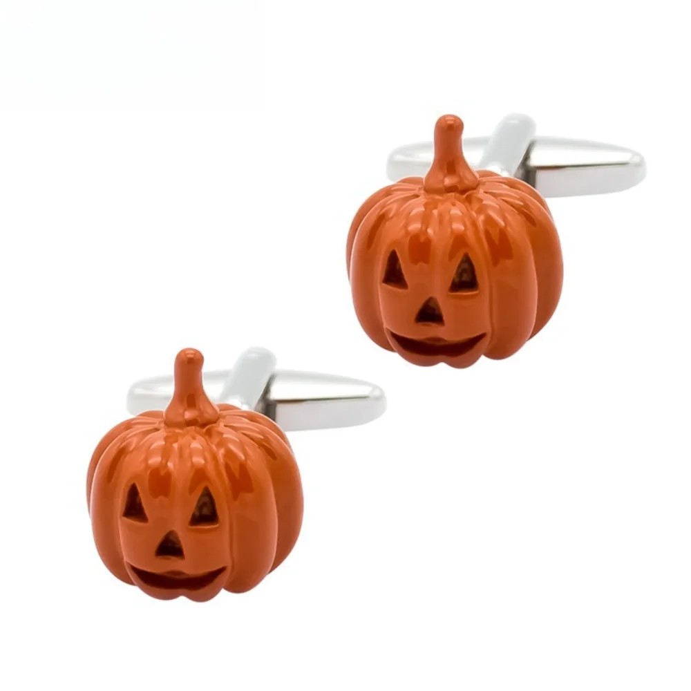 Halloween Pumpkin-head Painted Metal Cufflinks Pin Men's Christmas Shirt Sleeve Button  Merry Xmas Decoration