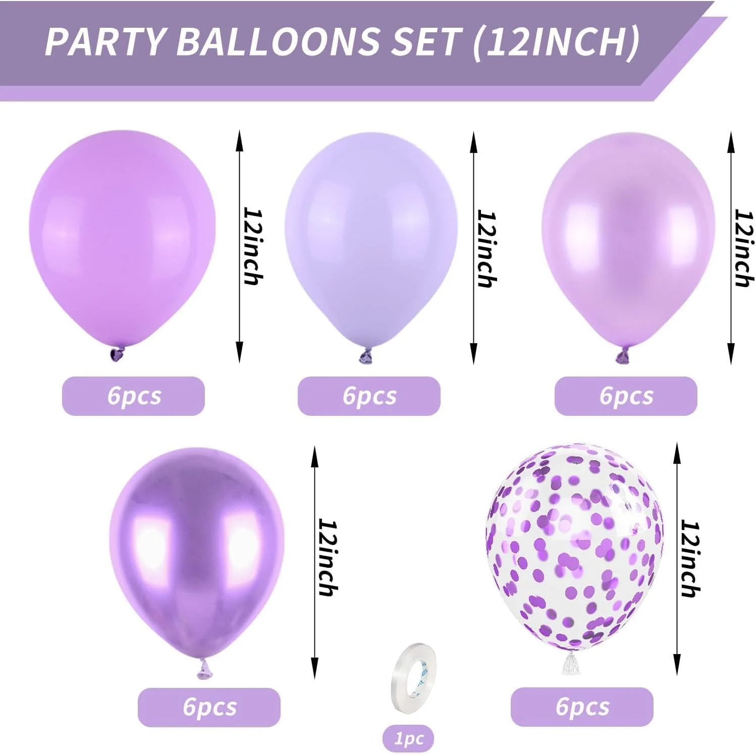 30pcs Purple Balloons Set 12inch Pastel Purple Latex Balloon for Birthday party Decoration Girl Wedding Baby Shower Supplies