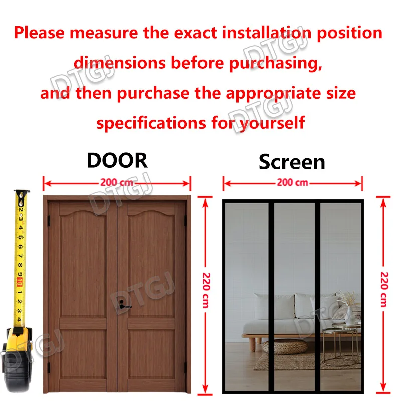 Moustiquaire magnétique DTGJ écran de porte taille personnalisée, moustiquaire d\'été anti-insecte mouche, rideau de fermeture automatique,