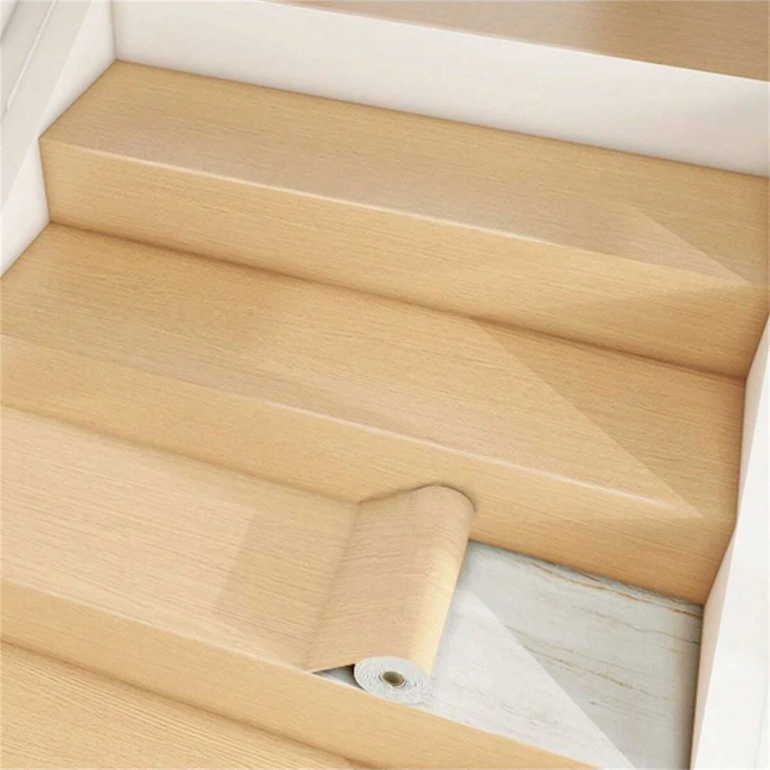 1 Stück 15 cm x 5 m Treppenaufkleber mit Holzmaserung |   Selbstklebende Vinyl-Aufkleber für Böden, Möbel, Türen und Fenster – Retro-Matt-Finish D