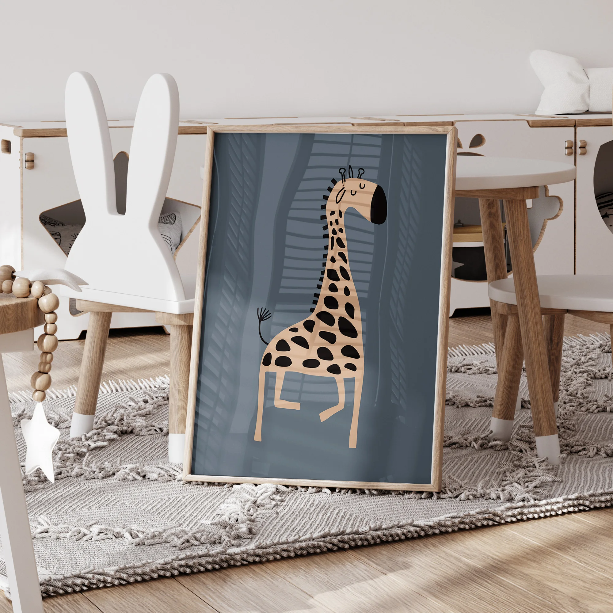 3pcs Personalized Custom Name Cartoon Child Animals Wall Art Print Picture Canvas Poster Painting For Living Room Home Decor image 2