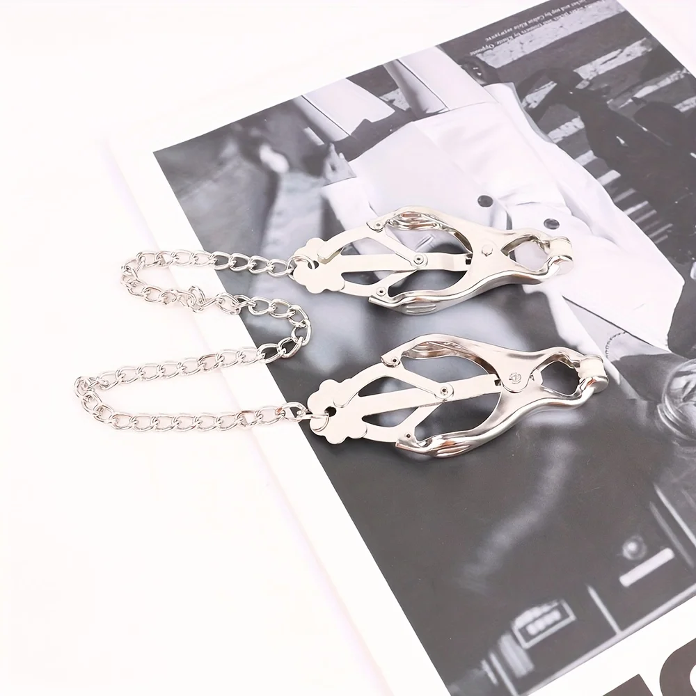 Metal Butterfly Nipple Clips with Flower Head Adjustable Chain Breast Clamps BDSM Adult Passion Sex Play Toys For Women Flirting