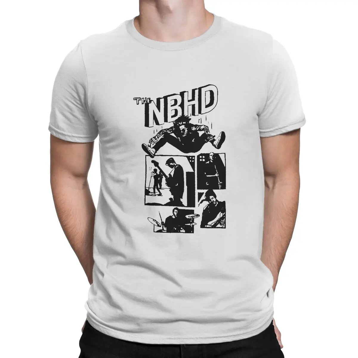 Rock Band Comic T-shirt masculina, The NBHD Neighborhood Crewneck Tops, 100% algodão, qualidade superior, presentes de aniversário