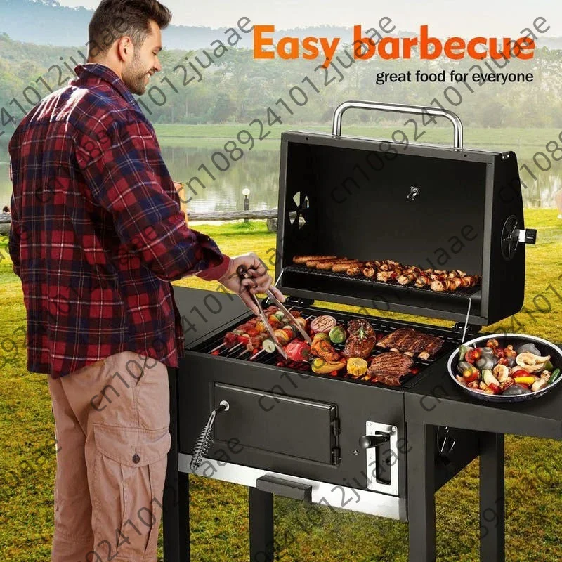 Thickened Large Barbecue Grill With Wheels Outdoor Camping Household BBQ Stove